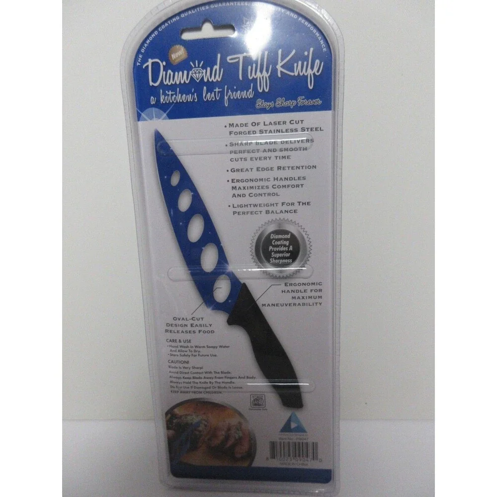 Diamond Tuff Blue Knife (stays sharp forever) 10 inch Diamond Coating NIP